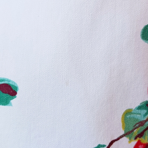 VINTAGE Handmade Apron Apples Linen Mcm White Green Scalloped Trim 50s 60s - Picture 9 of 9